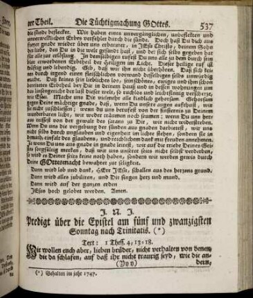 Predigt über die Epistel am fünf und zwanzigsten Sonntag nach Trinitatis.