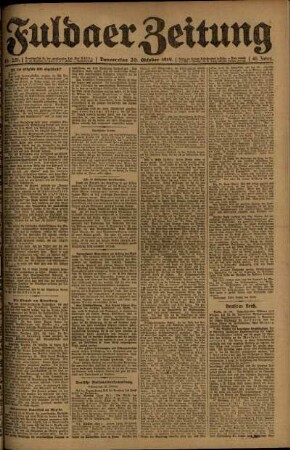 Erste Ausgabe vom Donnerstag, den 30. Oktober 1919.