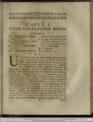 Caput I. Vocum Explicationem Sistens
