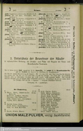 2. Häuserbuch : 2. Verzeichnis der Bewohner der Häuser