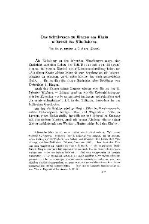 Das Schulwesen zu Bingen am Rhein während des Mittelalters