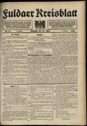 Ausgabe vom Dienstag, den 29. April 1913.