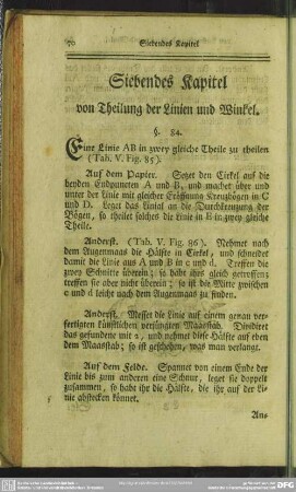 Siebendes Kapitel von Theilung der Linien und Winkel