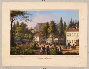 Die Kaltwasser-Heilanstalt Buschbad (Meißen-Buschbad) unterhalb des Götterfelsens im Triebischtal südwestlich von Meißen