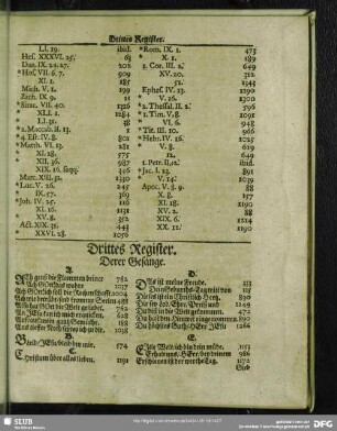 Drittes Register. Derer Gesänge