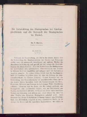 Die Entwicklung des Bindegewebes bei Siredon pisciformis und die Herkunft des Bindegewebes im Muskel