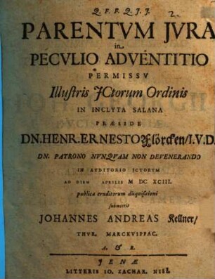 Parentvm Jvra In Pecvlio Adventitio