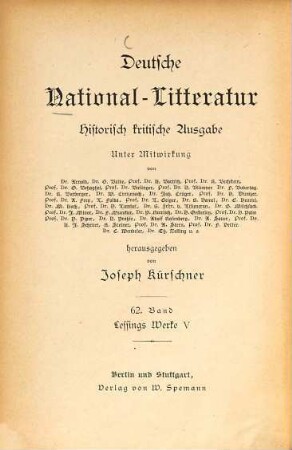 Lessings Werke, 5. Theatralische Bibliothek