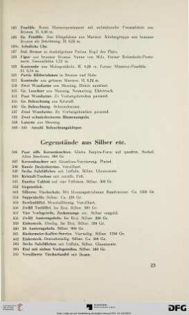 Gegenstände aus Silber etc. (Nr. 546-619)