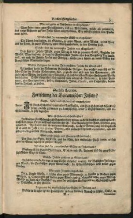 Sechste Lection. Fortsetzung der Britannischen Insuln?