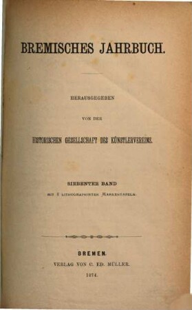 Bremisches Jahrbuch, 7. 1874