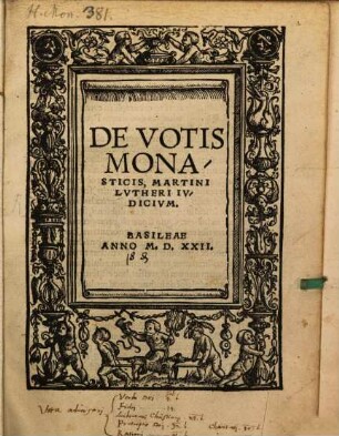 De Votis Monasticis, Martini Lvtheri Ivdicivm