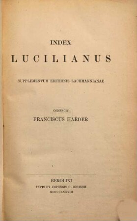 Index Lucilianus : supplementum editionis Lachmannianae