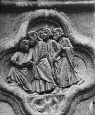 Amiens, Kathedrale, Sockelrelief, Flucht aus Ninive