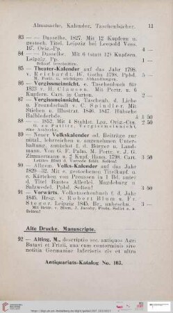 Alte Drucke. Manuscripte (Nr. 92 - 211)