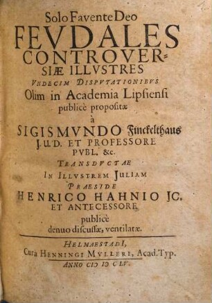 Fevdales Controversiae Illvstres