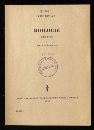 Lehrplan Biologie : 5. Klasse ; Mittelschule