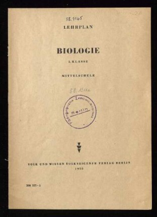 Lehrplan Biologie : 5. Klasse ; Mittelschule