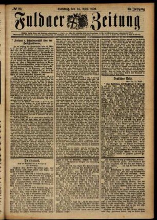 Ausgabe vom Samstag, den 15. April 1893.