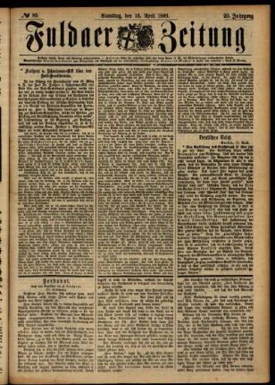Ausgabe vom Samstag, den 15. April 1893.