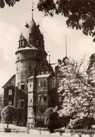 Blick auf das Schloss, 1950. Detmold. Schlossplatz. Ansichtskarte. Papierabzug