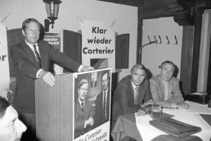 Abschlusskundgebung der Karlsruher SPD im Wahlkampf zur Bundestagswahl am 5. Oktober 1980 im Brauhaus "Moninger"