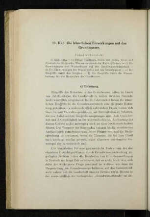 11. Kap. Die künstlichen Einwirkungen auf das Grundwasser.