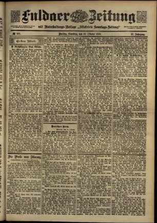 Erste Ausgabe vom Samstag, den 20. Oktober 1900.