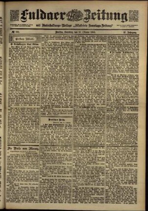 Erste Ausgabe vom Samstag, den 20. Oktober 1900.