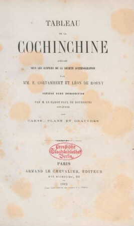 Tableau de la Cochinchine : avec carte, plans et gravures