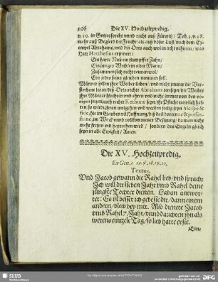 Die XV. Hochzeitpredig. Ex Gen.c.29.v.18.19.20