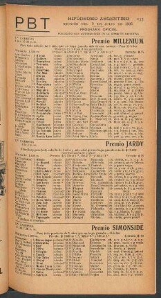 Hipódromo Argentino - Reunión del 9 de Julio de 1906 - Programa oficial