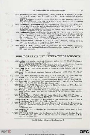 III. Bibliographie und Literaturgeschichte (Nr. 2057-2168)