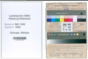 Entnazifizierung Wilhelm Schnass , geb. 18.08.1900 (Baecker)