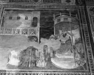 Kapellenausmalung — Szenen der Franziskuslegende — Die Feuerprobe des heiligen Franziskus