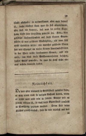 Reinlichkeit.