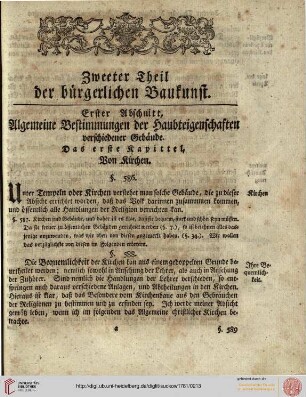 Zweeter Theil der bürgerlichen Baukunst