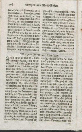 Morgen-Gebet am Dienstage.