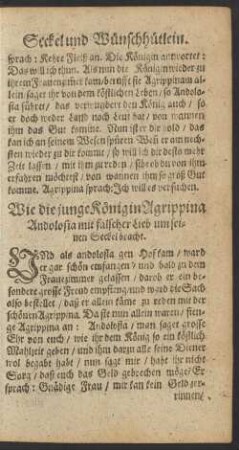 Wie die junge Königin Agrippina Andolosia mit falscher Lieb um seinen Seckel bracht.
