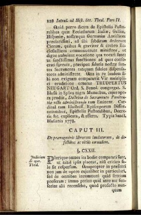 Caput III. De prærogativis librorum laudatorum, de defectibus ac vitiis eorundem.
