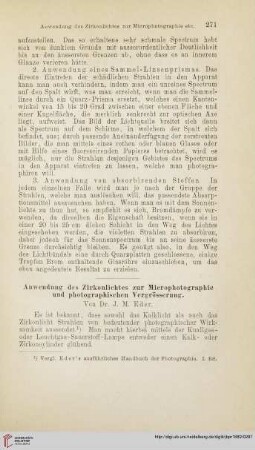 Anwendung des Zirkonlichtes zur Microphotographie und photographischen Vergrösserung
