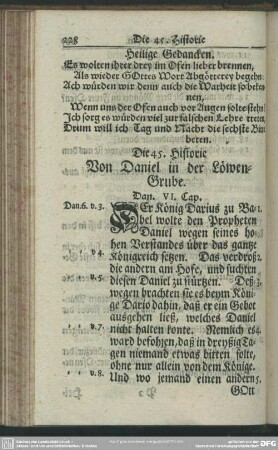 Die 45. Historie. Von Daniel in der Löwen-Grube