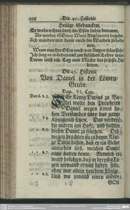 Die 45. Historie. Von Daniel in der Löwen-Grube