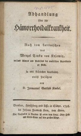 Drittes Bändchen: Zusätze zu den beiden ersten Bändchen