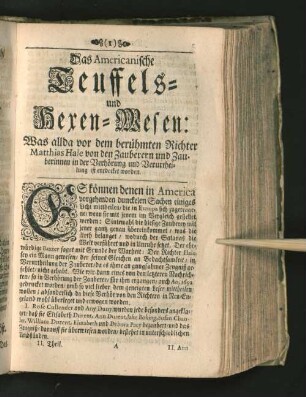 Das Amerikanische Teuffels- und Hexen-Wesen: Was allda ...