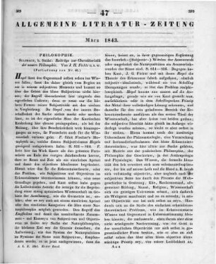 Fichte, I. H.: Beiträge zur Charakteristik der neueren Philosophie oder kritische Geschichte derselben von Des Cartes und Locke bis auf Hegel. 2. Ausg. Sulzbach: Seidel 1841 (Fortsetzung von Nr. 46)