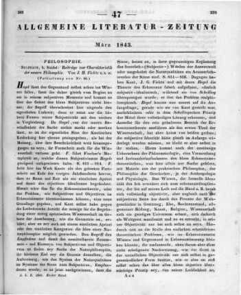 Fichte, I. H.: Beiträge zur Charakteristik der neueren Philosophie oder kritische Geschichte derselben von Des Cartes und Locke bis auf Hegel. 2. Ausg. Sulzbach: Seidel 1841 (Fortsetzung von Nr. 46)
