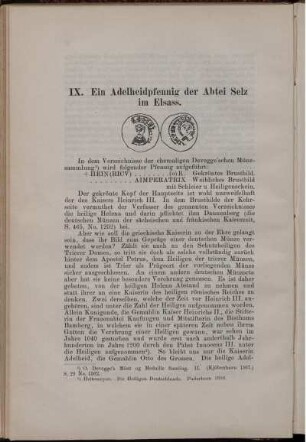 IX. Ein Adelheidpfennig der Abtei Selz im Elsass