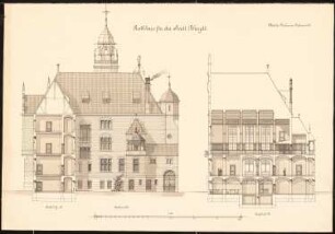 Rathaus Rheydt: Ansicht, Schnitt 1:100