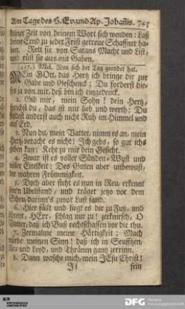 Am Tage des Heil. Evangelisten und Apostels Johannis.